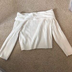 Edikted Off-Shoulder Foldover Ribbed Sweater